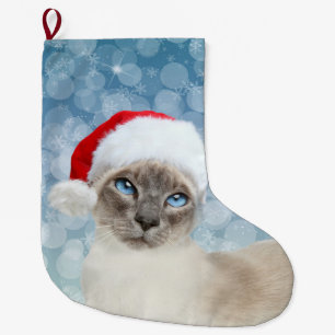 Blue point Siamese cat Christmas Large Christmas Stocking