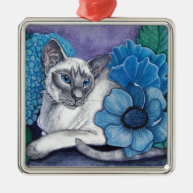 Blue Point Siamese Cat Metal Ornament (Front)