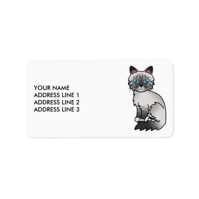 Blue Point Tabby Birman/Ragdoll Cat & Custom Text Label (Front)