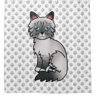Blue Point Tabby Birman / Ragdoll Cat & Paws Shower Curtain