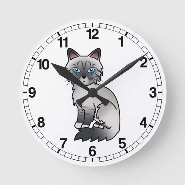 Blue Point Tabby Birman / Ragdoll Cat Round Clock (Front)