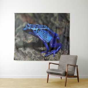 Blue Poison Dart Frog, Bright Blue Frog Tapestry