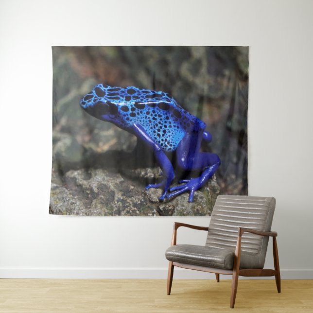 Blue Poison Dart Frog, Bright Blue Frog Tapestry (In Situ (Horizontal))