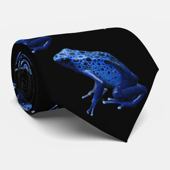 Blue Poison Dart Frog Neck Tie (Rolled)