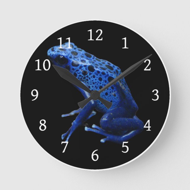 Blue Poison Dart Frog Round Clock (Front)