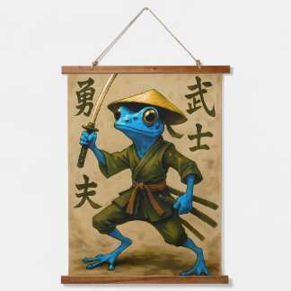 Blue Poison Dart Frog Samurai - Japanese Ink Hanging Tapestry