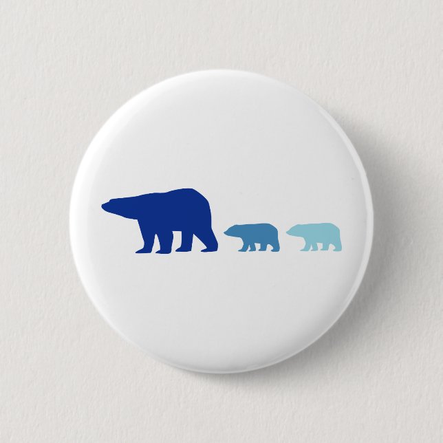 Blue Polar Bear 6 Cm Round Badge (Front)