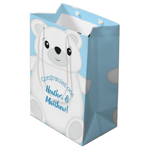 Blue Polar Bear Baby Shower Medium Gift Bag