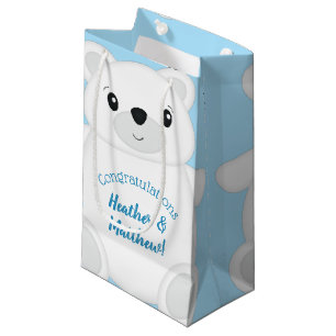 Blue Polar Bear Baby Shower Small Gift Bag