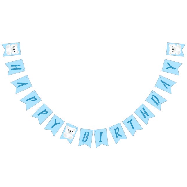 Blue Polar Bear Birthday Party Bunting (All)