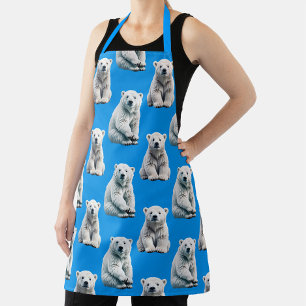 Blue Polar Bear Pattern Design Apron