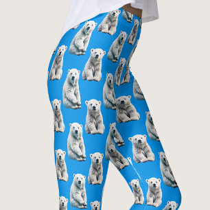 Blue Polar Bear Pattern Design  Leggings