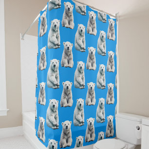 Blue Polar Bear Pattern Design  Shower Curtain