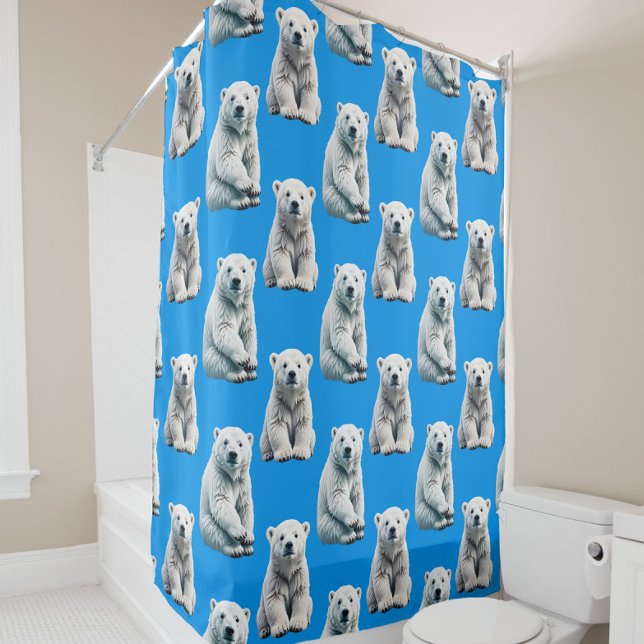 Blue Polar Bear Pattern Design  Shower Curtain (Creator Uploaded)