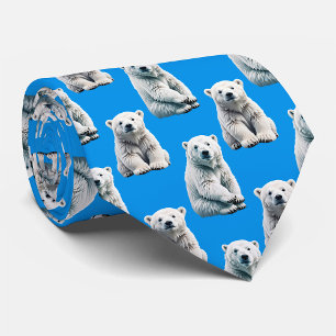 Blue Polar Bear Pattern Design Tie