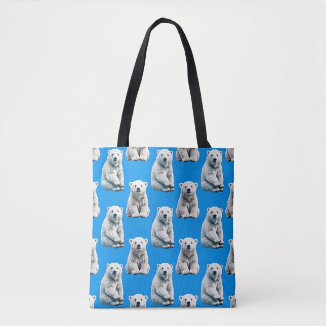 Blue Polar Bear Pattern Design  Tote Bag (Front)