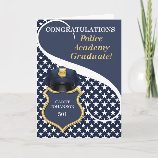 Blue Police Academy Graduate Congratulations Card (Front)