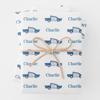 Blue Police Officer Birthday Party Custom Wrapping Paper Sheet