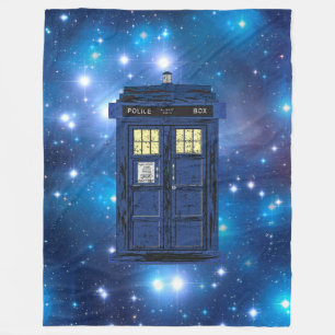 Blue Police Public Call Box - UK Time Travel 1 Fleece Blanket