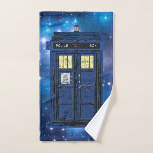 Blue Police Public Call Box - UK Time Travel 1 Hand Towel