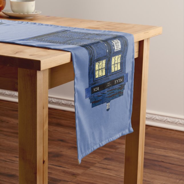 Blue Police Public Call Box - UK Time Travel 1 Medium Table Runner (In Situ)