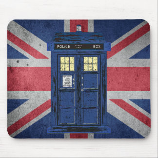 Blue Police Public Call Box - UK Time Travel 1 Mouse Pad