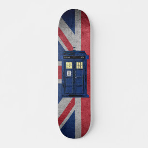 Blue Police Public Call Box - UK Time Travel 1 Skateboard