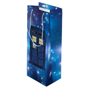 Blue Police Public Call Box - UK Time Travel 1 Wine Gift Bag