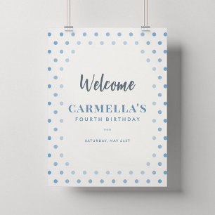 Blue Polka Dot 18x24 Birthday Party Welcome Poster