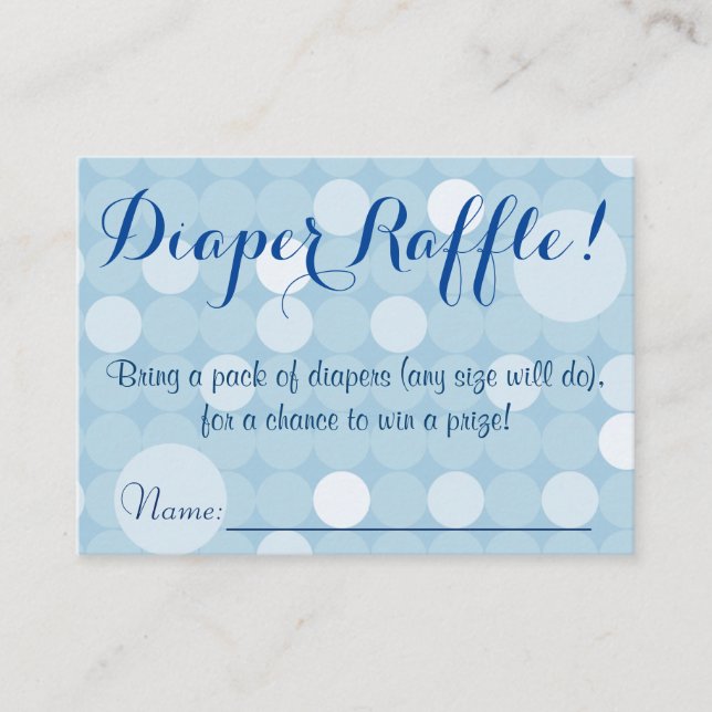 Blue Polka Dot Baby Shower Diaper Raffle Tickets Enclosure Card (Front)