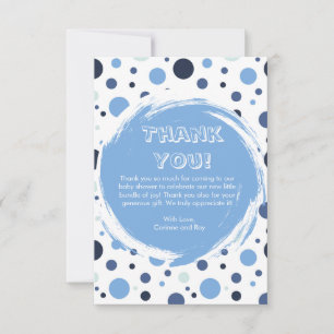 Blue polka dot Baby Shower Thank you card