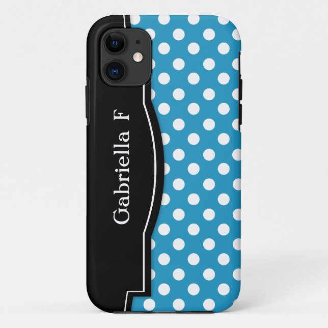 Blue Polka Dot Black Frame iPhone 5 case (Back)