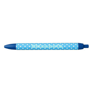 Blue Polka Dot Black Ink Pen