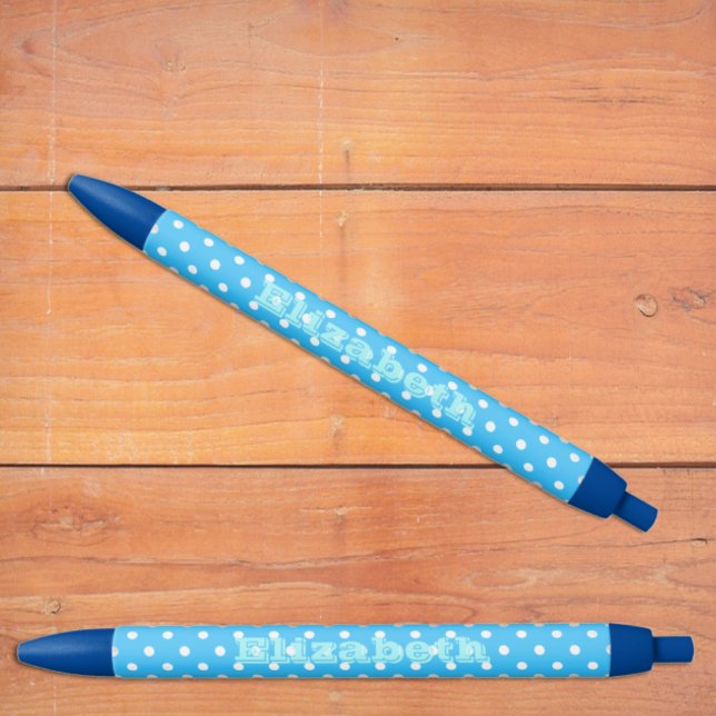 Blue Polka Dot Black Ink Pen (Creator Uploaded)