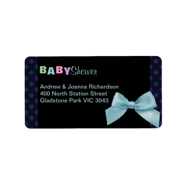 Blue Polka Dot & Bow Address Label (Front)