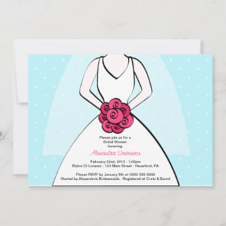 Blue Polka Dot Bridal Shower Invitation
