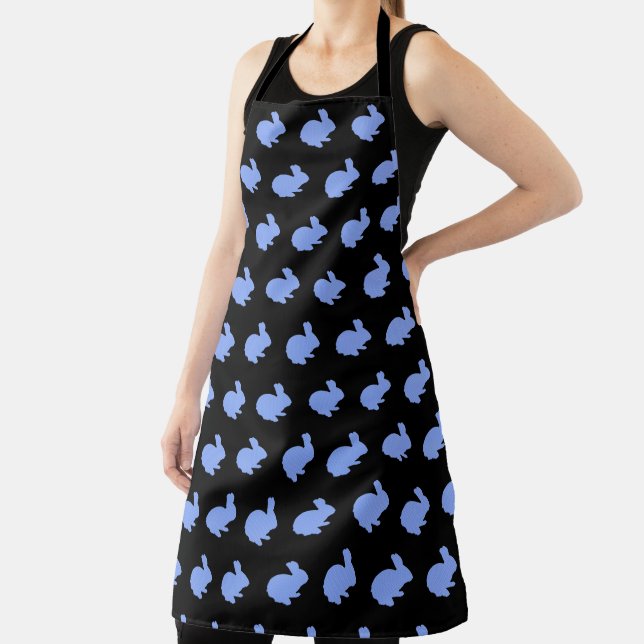Blue Polka Dot Bunny Rabbit Apron (Insitu)