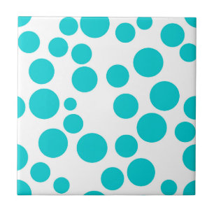 Blue polka dot ceramic tile