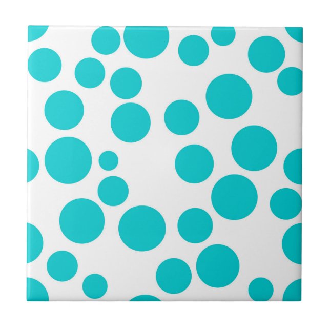 Blue polka dot  ceramic tile (Front)