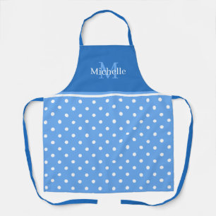 Blue Polka Dot Custom Name Apron