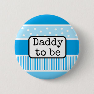 Blue Polka Dot Daddy to be Baby Shower Button