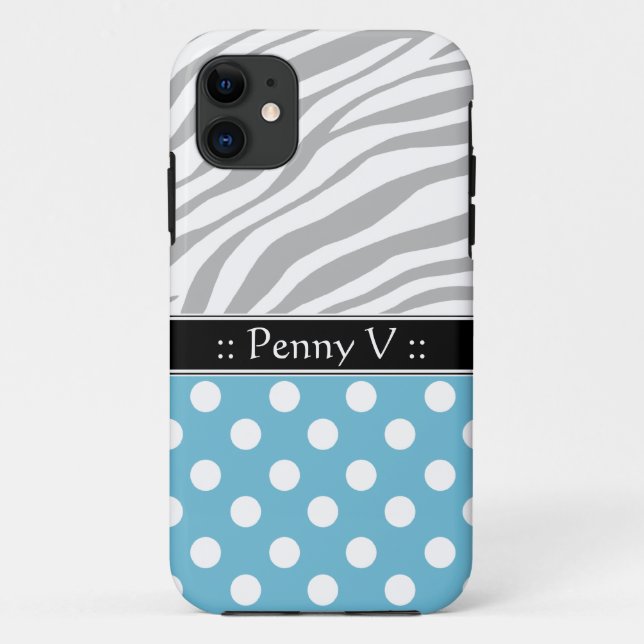Blue Polka Dot Fade Zebra Print iPhone 5 Case (Back)