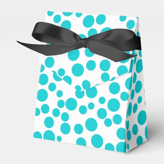 Blue polka dot  favour box (Front Side)