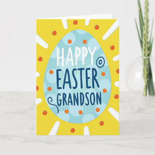 Blue Polka Dot Grandson Easter Card