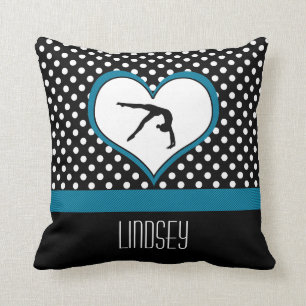 Blue Polka-Dot Gymnastics with heart Cushion
