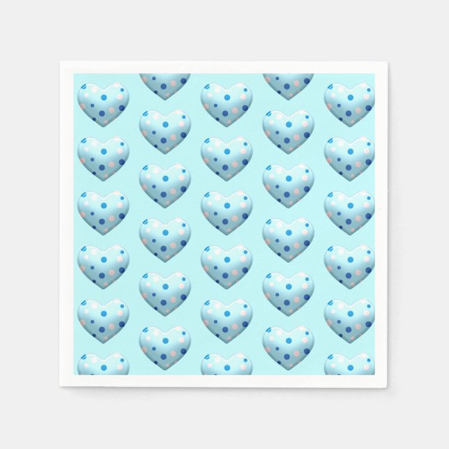 Blue Polka Dot Heart Valentine’s Day Baby Boy Napkin (Front)