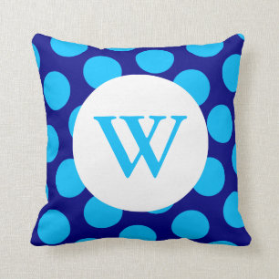 Blue Polka Dot Monogram Cushion