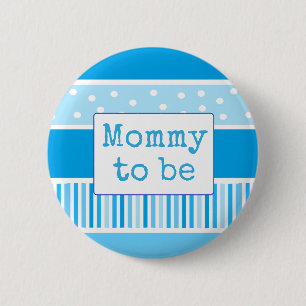 Blue Polka Dot Mummy too be Baby Shower Button