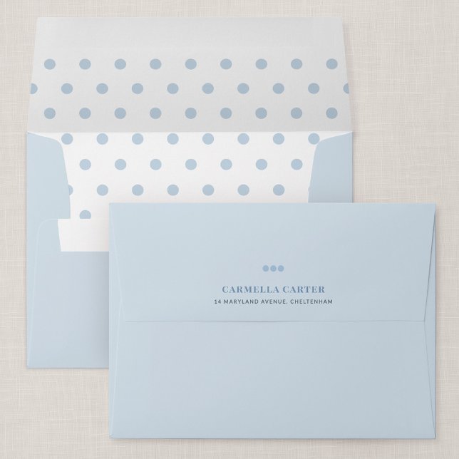 Blue Polka Dot Personalised A7 Envelope (Blue Polka Dot - A7 Birthday Invitation Envelope)
