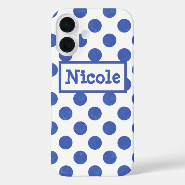 Blue Polka Dot Personalised Case-Mate iPhone Case (Back)